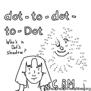 Dot-to-dot puzzle featuring Polkadot Patterson and Polkadot Zavala. Patterson is drawn in solid lines and Zavala is shown as a dot-to-dot behind them.
